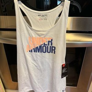 NEW W TAGS Under Armour Heat Gear Youth Girls Fitted White Tank Top Size YXL NWT